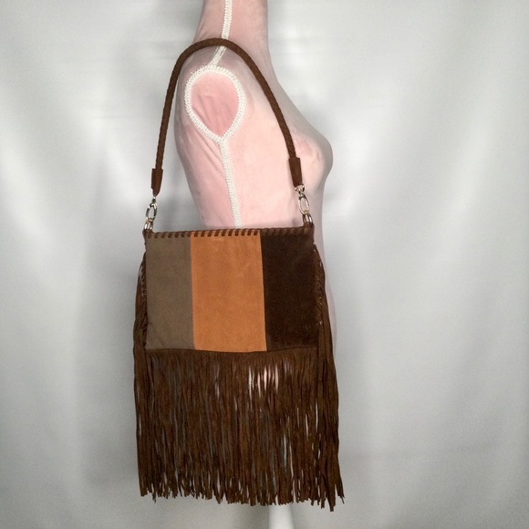 None Handbags - Boho style purse handbag. Long fringe.